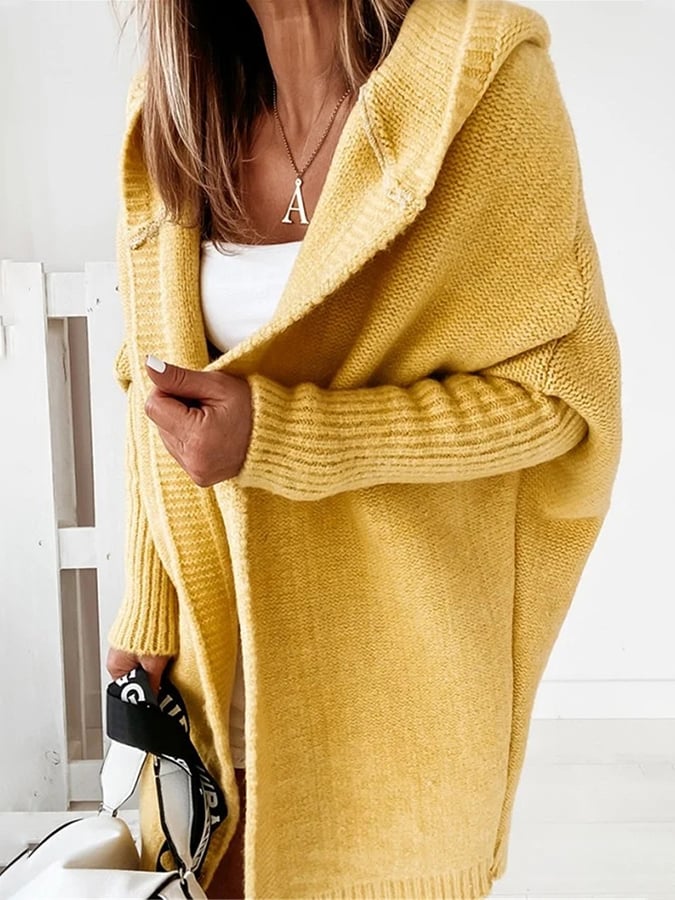 Nadia - Cardigan lungo con cappuccio elegante e caldo Giallo 