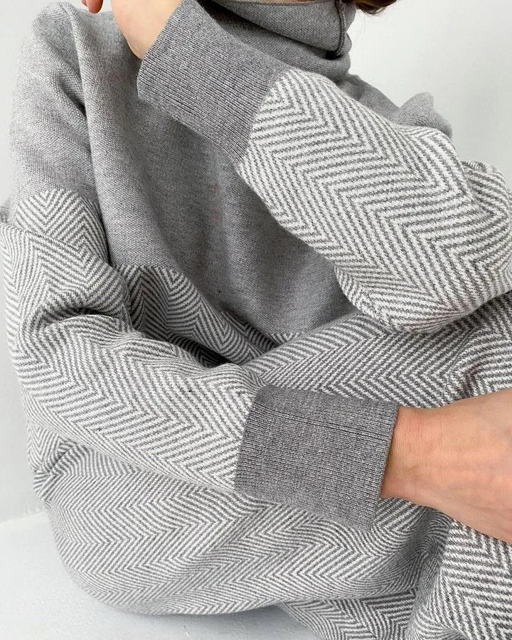 Nannina - Completo Casa Donna Collo Alto Grigio Elegante Grigio 