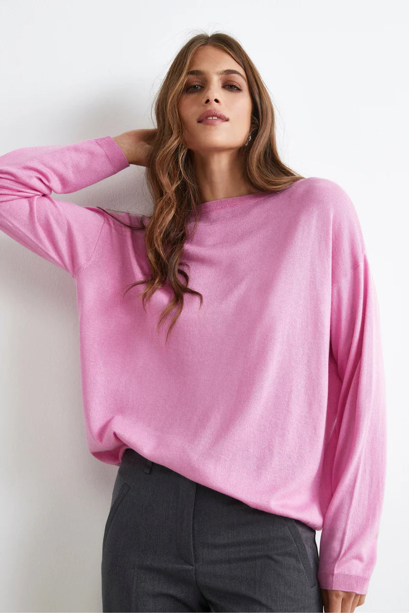 Nella - Pullover extrafine seta e cashmere elegante Rose