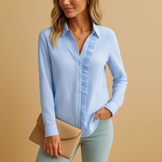Nella – Blusa a Righe con Ruches Donna Blu