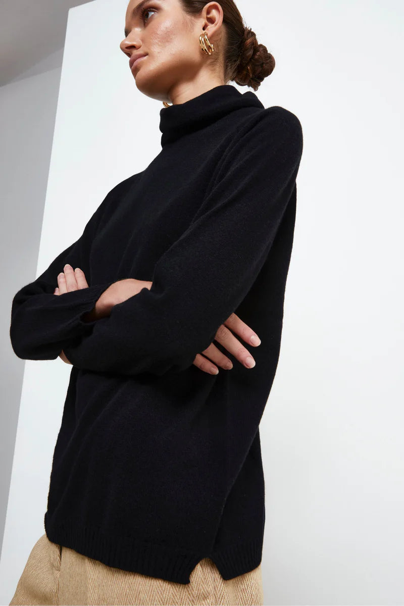 Neri - Maglia Collo Morbido lana cashmere Azalea Nero