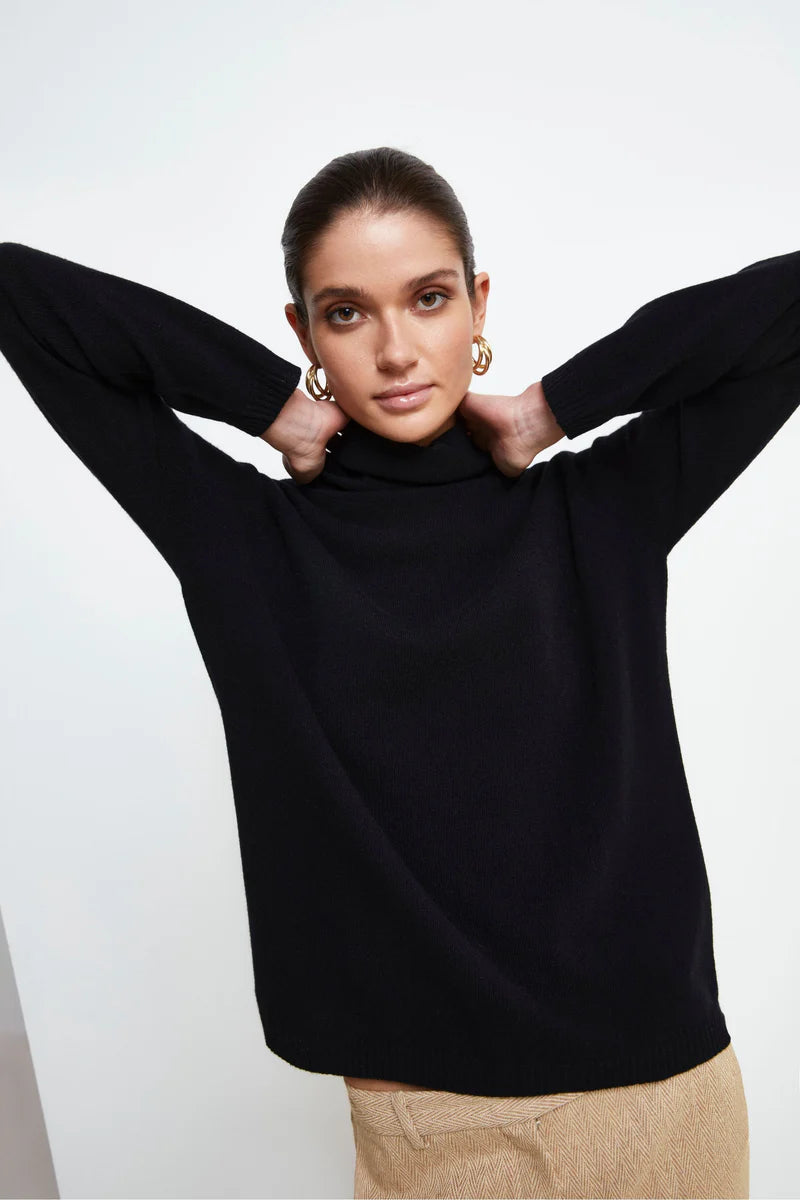 Neri - Maglia Collo Morbido lana cashmere Nero