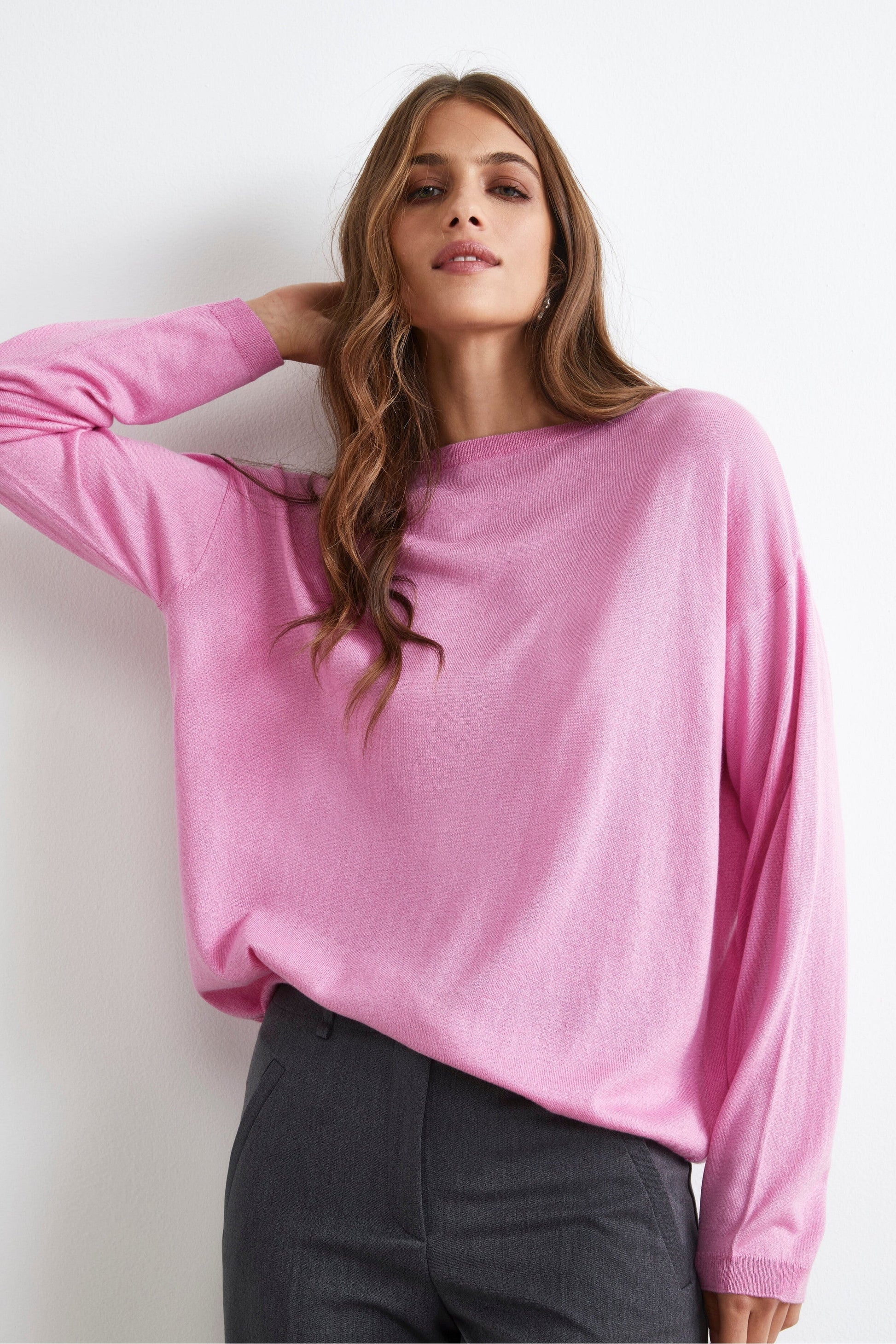 Nicole - Pullover Extrafine in Seta e Cashmere  Rosa