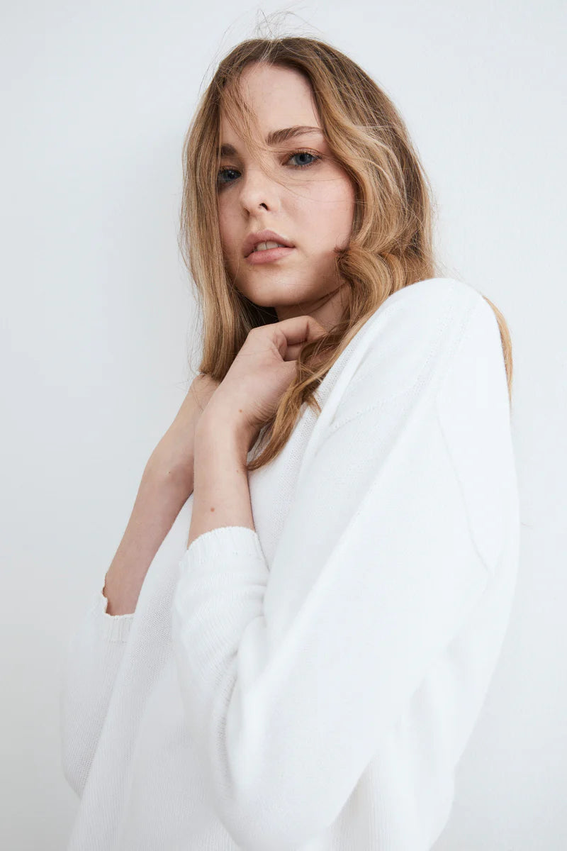 Nina - Maglia in cotone colorata elegante e comoda BIANCO