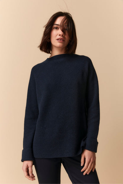 Ninetta - Girocollo a Costa Inglese in Lana e Cashmere blu