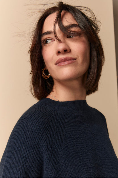 Ninetta - Girocollo a Costa Inglese in Lana e Cashmere blu