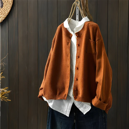 Noemi - Cardigan soft maglia elegante e versatile Arancione