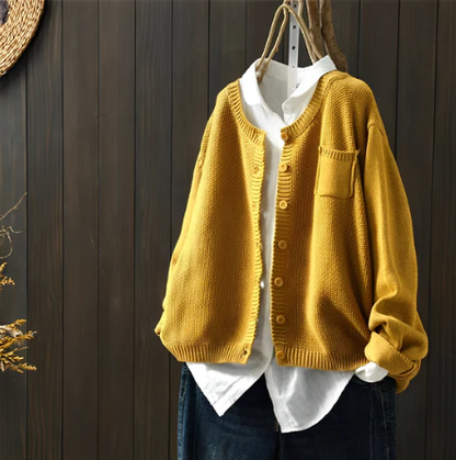 Noemi - Cardigan soft maglia elegante e versatile Giallo  