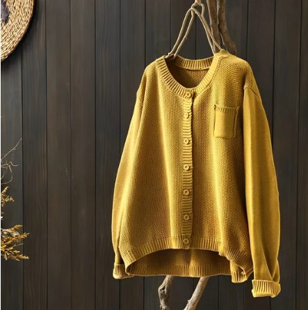 Noemi - Cardigan soft maglia elegante e versatile Giallo  