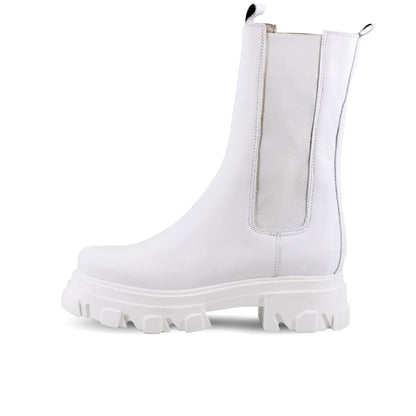 Noretta – Chelsea Boots Alti in Vera Pelle BIANCO