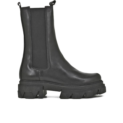 Noretta – Chelsea Boots Alti in Vera Pelle Nero