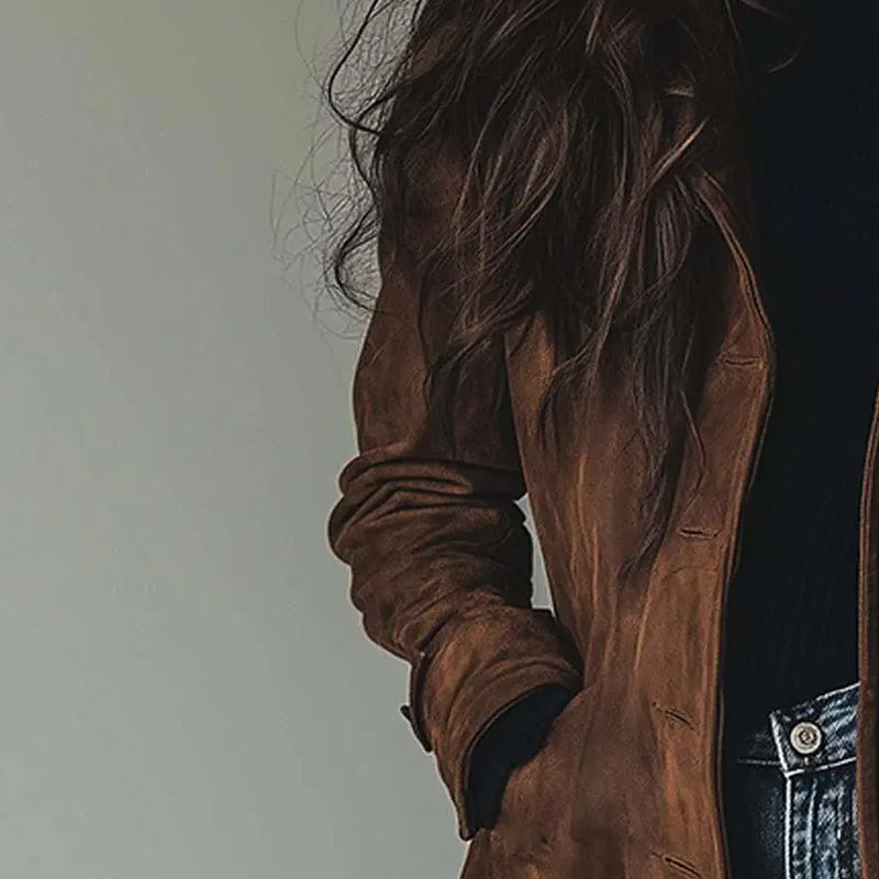 Novella - Cappotto Lungo Donna Elegante Invernale Braun