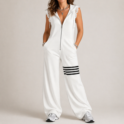 Narcisa - Tuta Donna Smanicata con Cappuccio Elegante