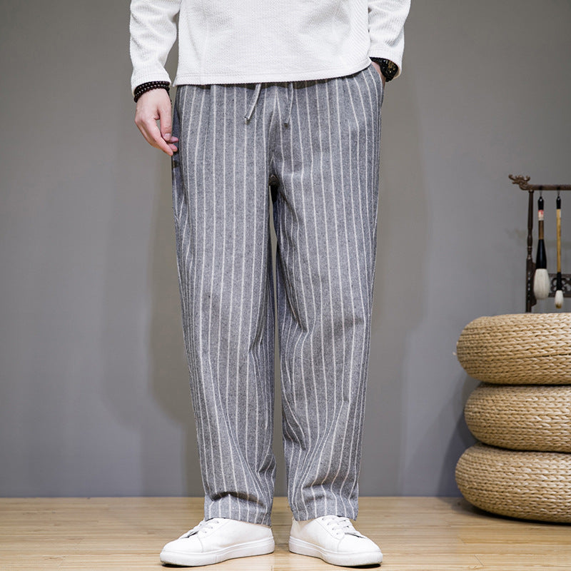 Emilio – Pantaloni Rigati Con Cordino In Vita Per Un Look Estivo Rilassato