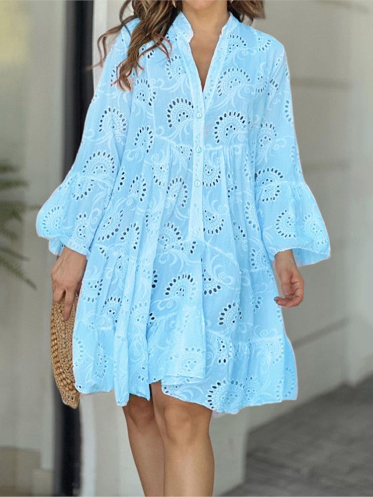 Emilia - Vestito donna mini ricamato a balze elegante