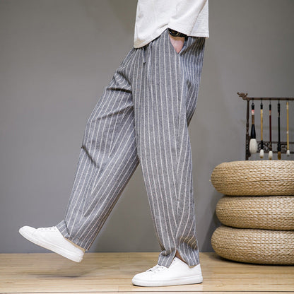 Emilio – Pantaloni Rigati Con Cordino In Vita Per Un Look Estivo Rilassato