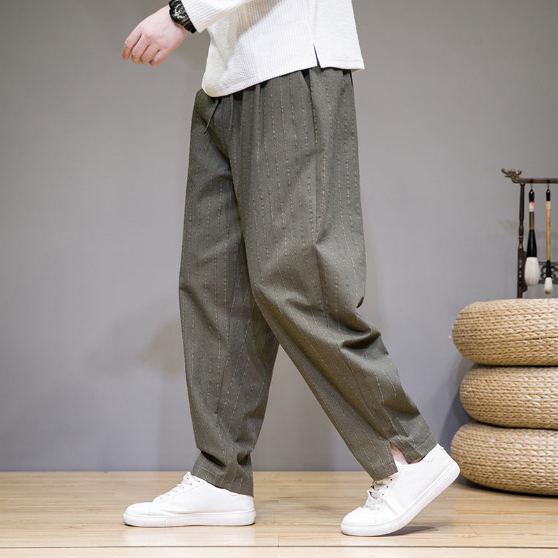Emilio – Pantaloni Rigati Con Cordino In Vita Per Un Look Estivo Rilassato