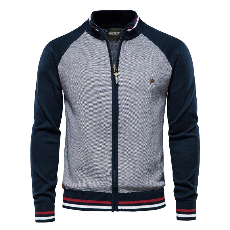 Damiano - Cardigan Uomo Con Zip Collo Alto