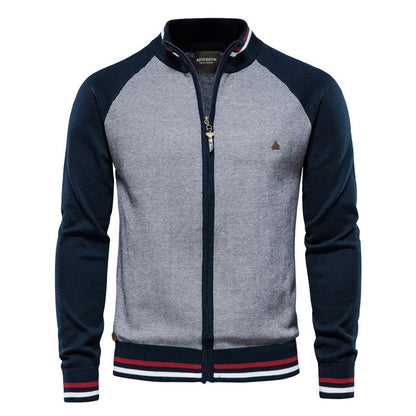 Damiano - Cardigan Uomo Con Zip Collo Alto
