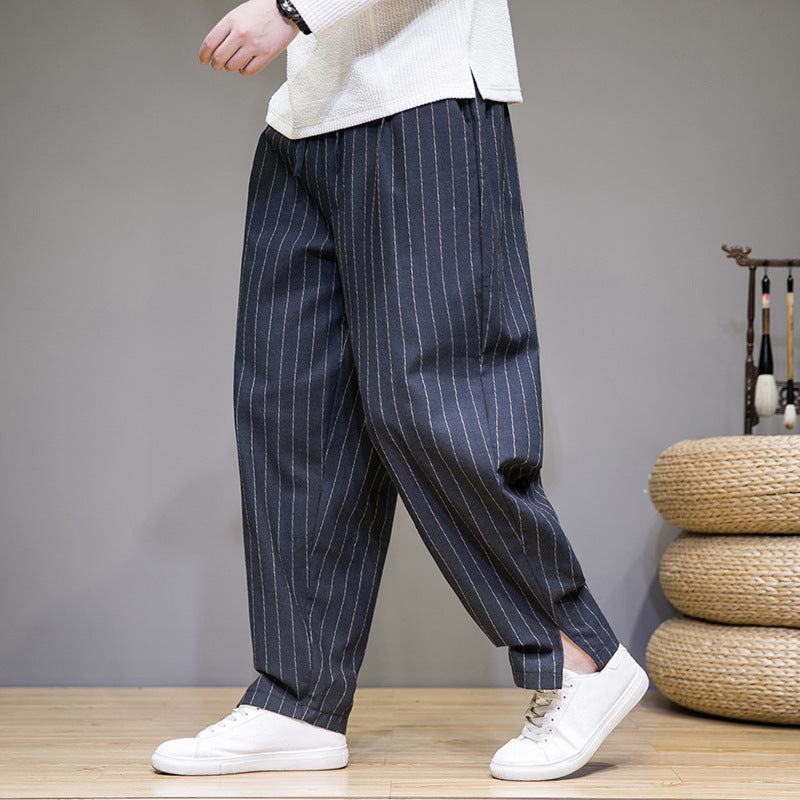Emilio – Pantaloni Rigati Con Cordino In Vita Per Un Look Estivo Rilassato