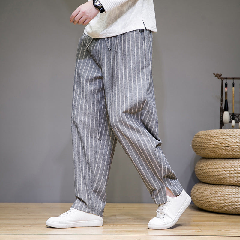 Emilio – Pantaloni Rigati Con Cordino In Vita Per Un Look Estivo Rilassato