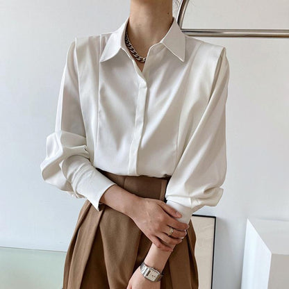 Caterina – Camicia Modello Cardigan Con Rouches E Maniche Lunghe Eleganti