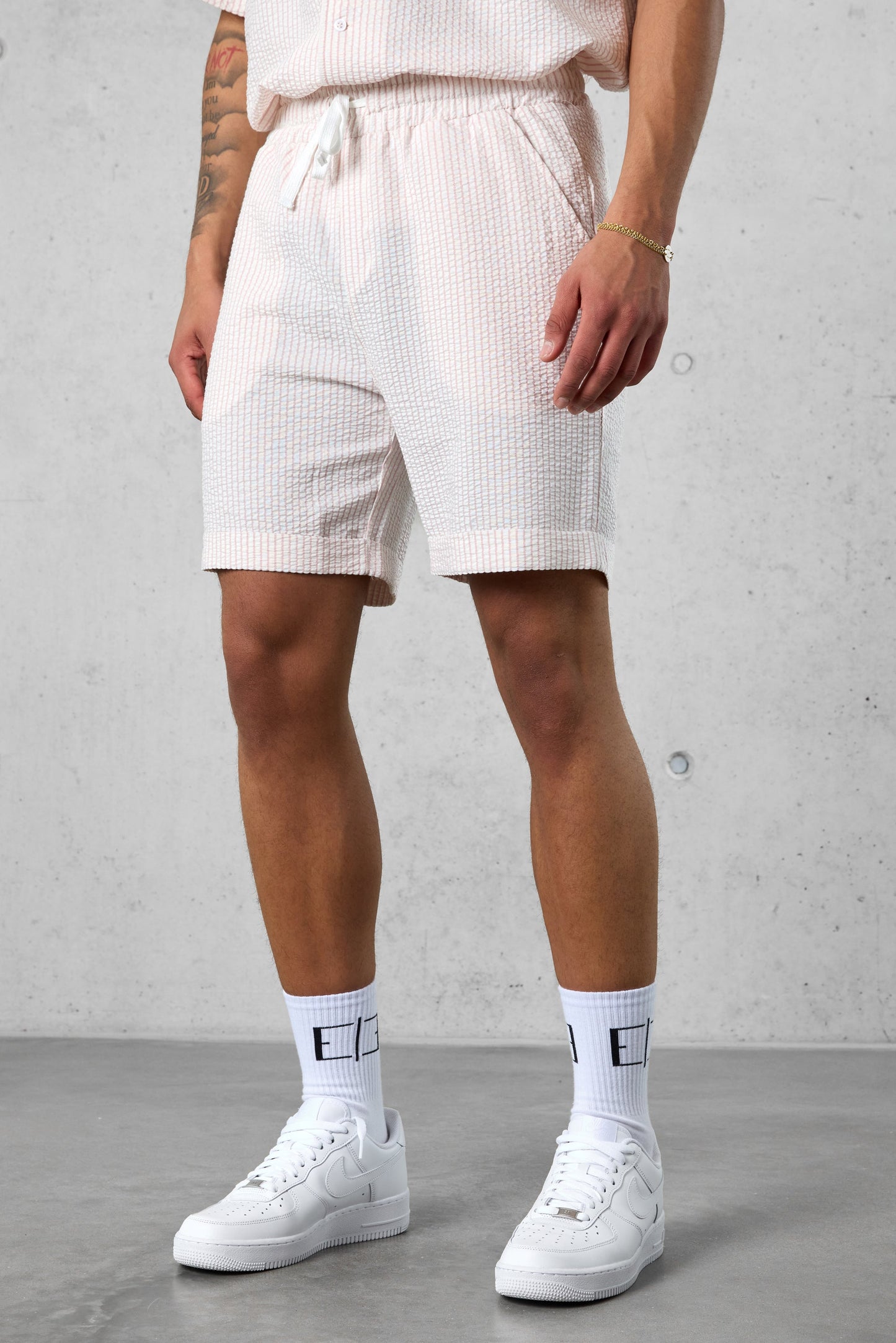 Raniero - Shorts Uomo Off White Rose Righe Moderni Estivi
