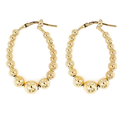 Londinia - Orecchini Ovali Oro Giallo Pallinati Donna