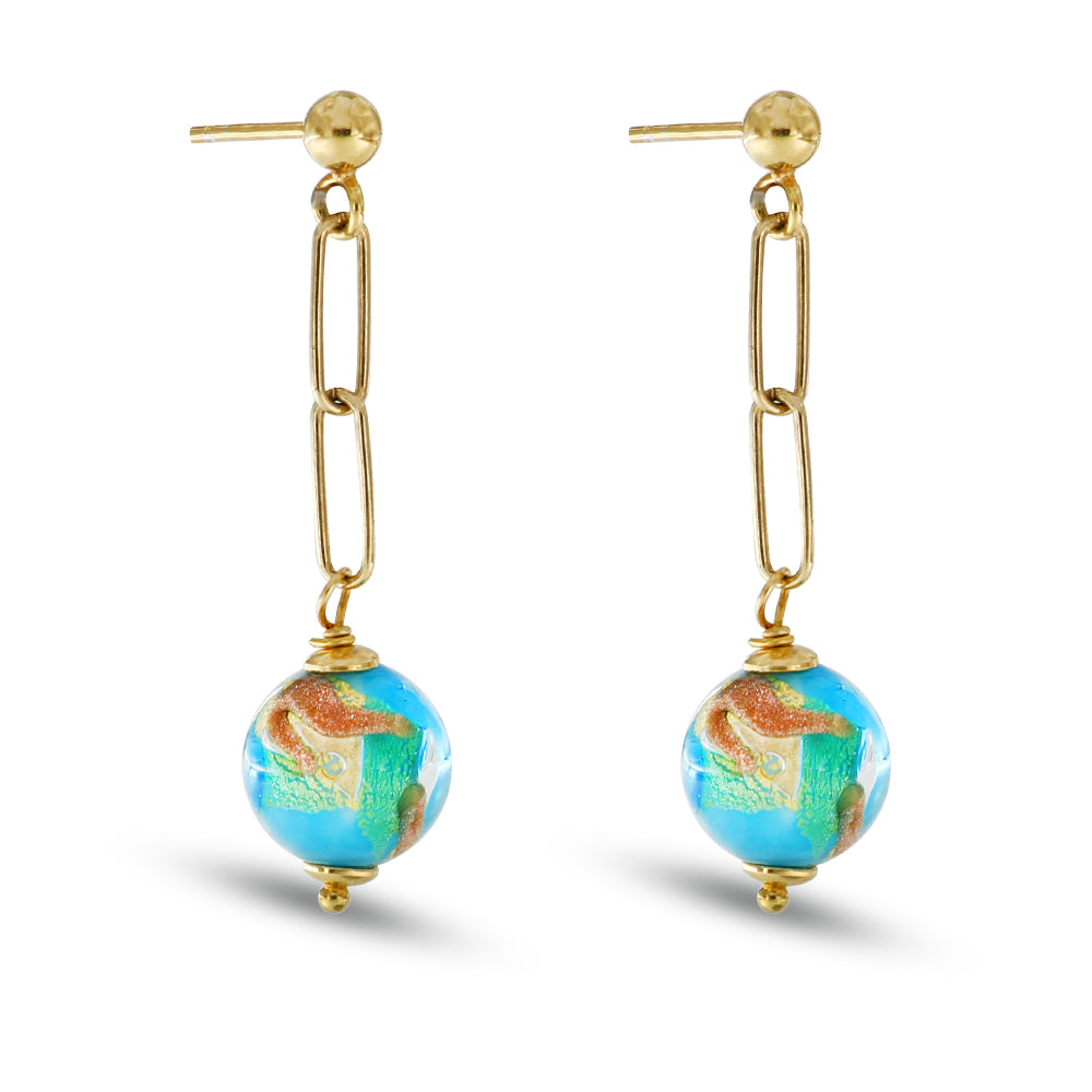 Lolita - Orecchini Pendenti Murano Azzurro Argento Donna
