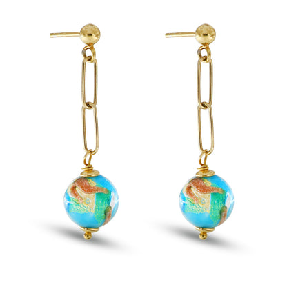 Lolita - Orecchini Pendenti Murano Azzurro Argento Donna