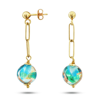 Lolita - Orecchini Pendenti Murano Azzurro Argento Donna