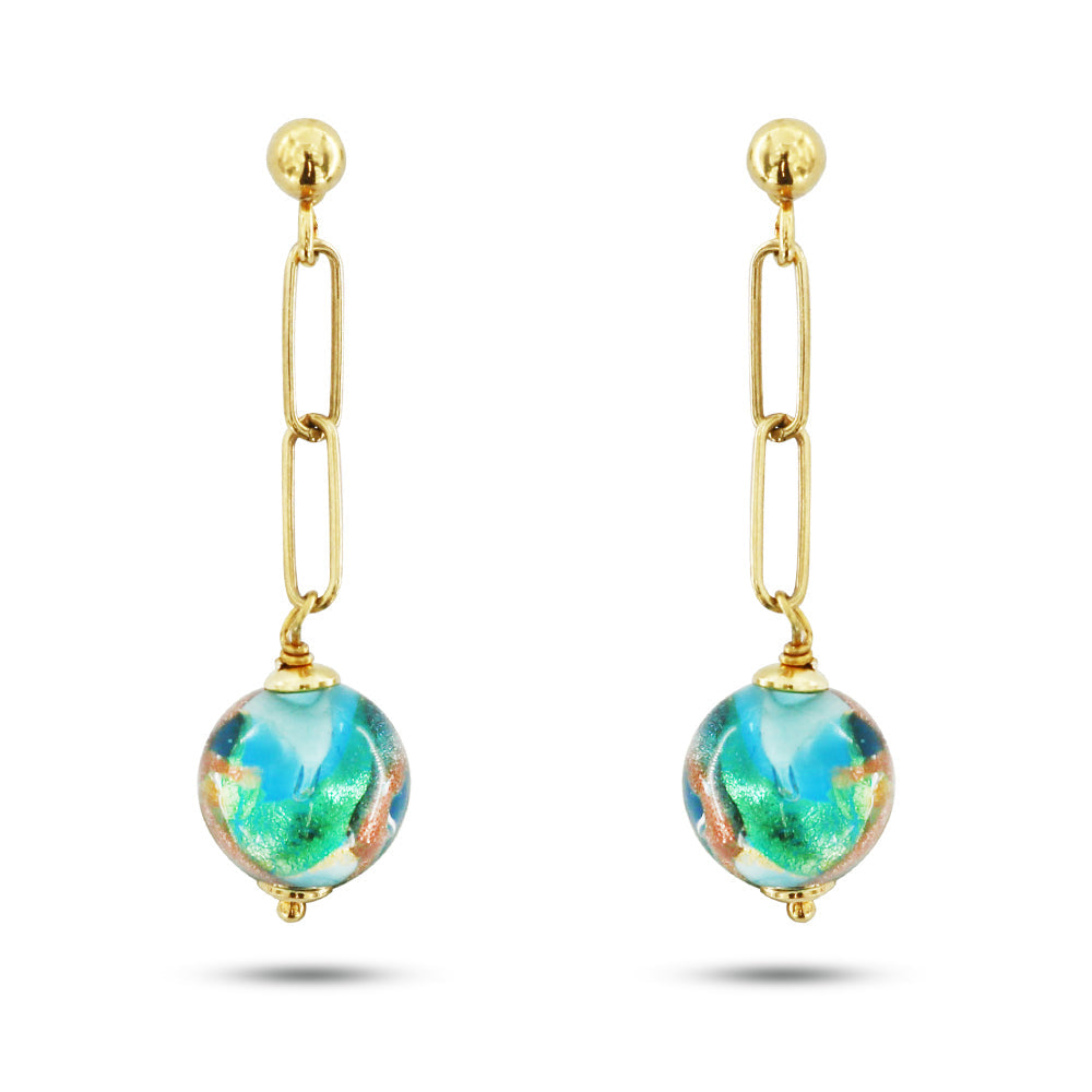 Lolita - Orecchini Pendenti Murano Azzurro Argento Donna