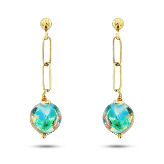 Lolita - Orecchini Pendenti Murano Azzurro Argento Donna