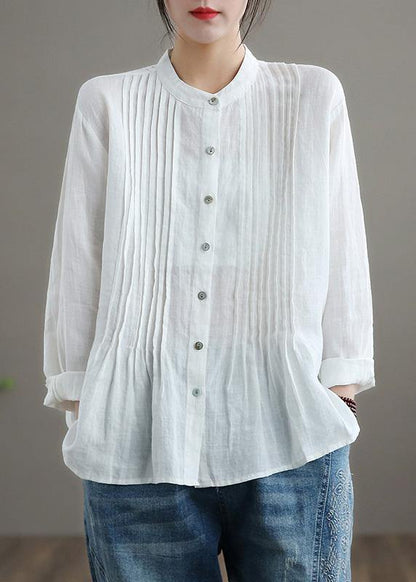 Teodora - Tunica Camicia Donna Bianca Ramie Naturale Moderna