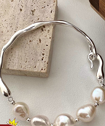 Luciana - Bracciale Perle Bianche Argento Design Originale Donna