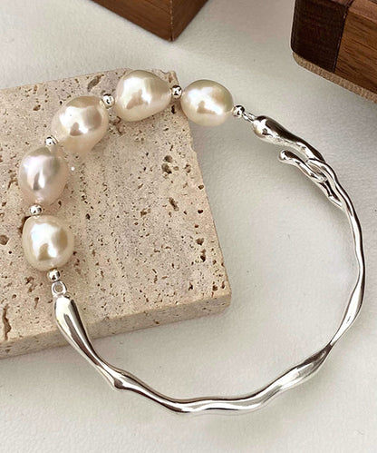 Luciana - Bracciale Perle Bianche Argento Design Originale Donna