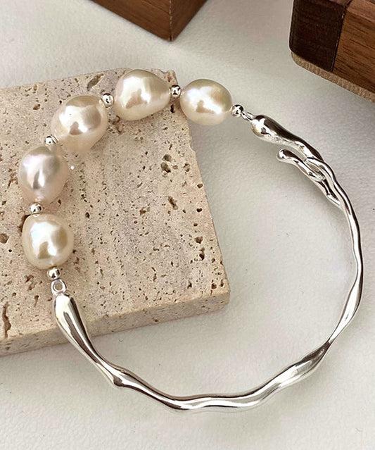 Luciana - Bracciale Perle Bianche Argento Design Originale Donna
