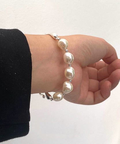 Luciana - Bracciale Perle Bianche Argento Design Originale Donna