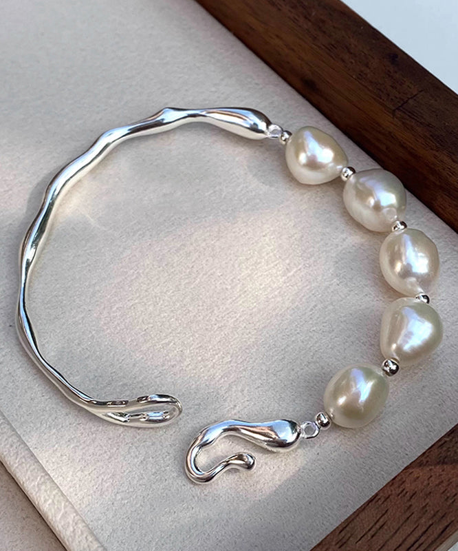 Luciana - Bracciale Perle Bianche Argento Design Originale Donna