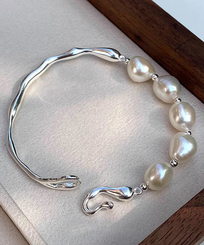 Luciana - Bracciale Perle Bianche Argento Design Originale Donna