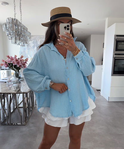 Rita – Blusa Taglio Vivo Oversize Per Un Look Casual Chic