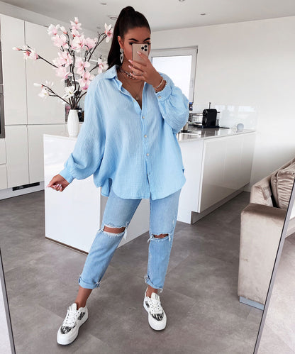 Rita – Blusa Taglio Vivo Oversize Per Un Look Casual Chic