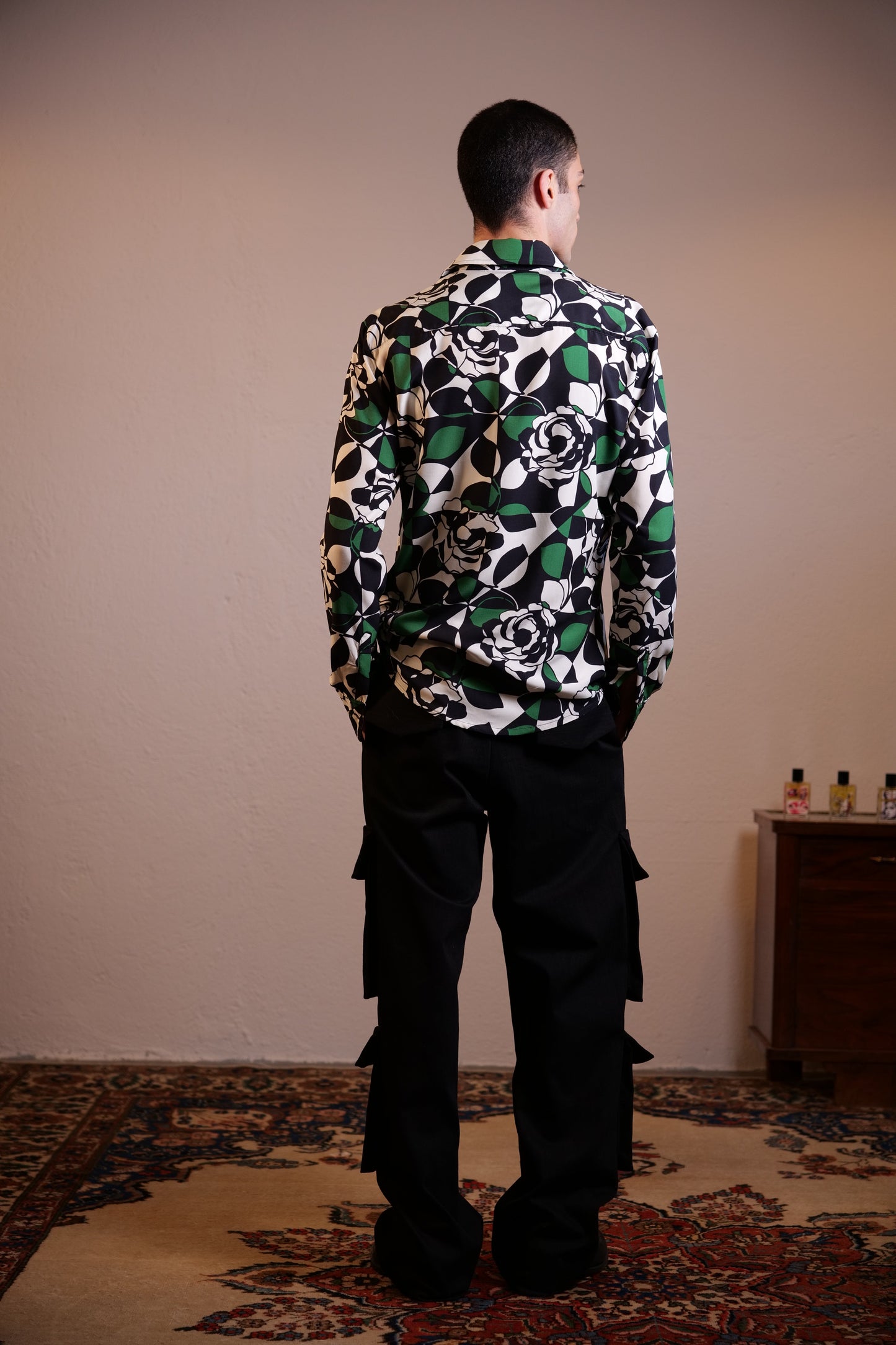 Romano - Camicia Geometric Verde Roses Elegante