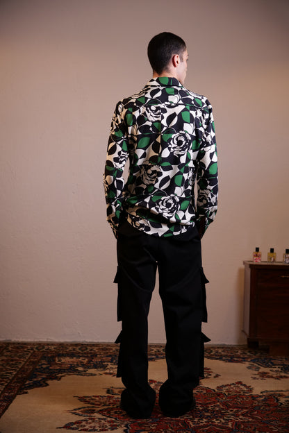 Romano - Camicia Geometric Verde Roses Elegante