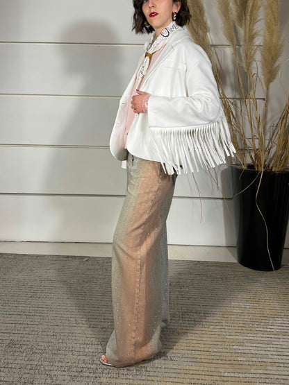Juliette - Giacca Donna Panna con Frange Eleganti