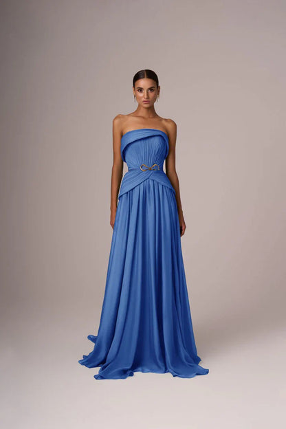 Bruna - Abito Donna Elegante Blu Raffinato