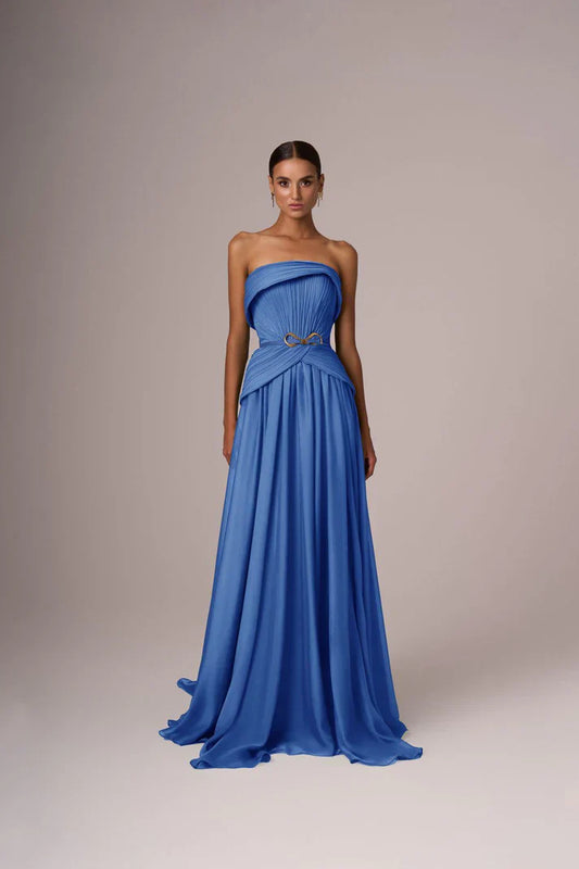 Bruna - Abito Donna Elegante Blu Raffinato