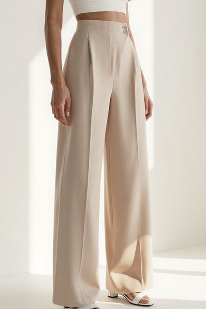 Viviana – Pantaloni Gamba Larga in Tessuto Fluido Eleganti