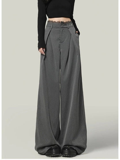 Kassandra - Pantaloni Donna Vita Alta Gamba Larga