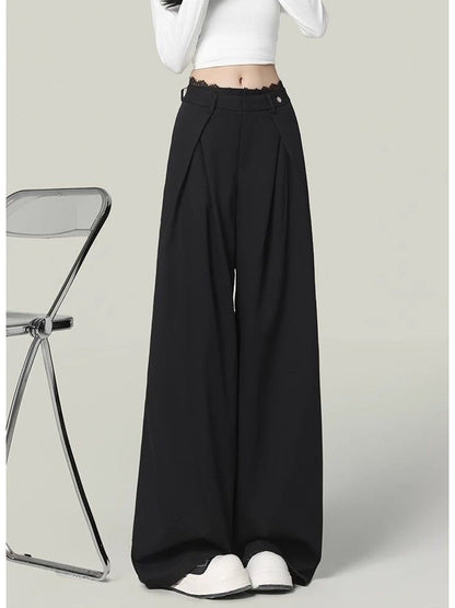 Kassandra - Pantaloni Donna Vita Alta Gamba Larga